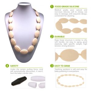 100% Food Grade Silicone Teething Necklace Soft Beads for Chew Baby Toddler Nursing Jewelry Toy for Mom to Wear BPA Free EN71 F963 FDA Certificate