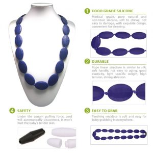 100% Food Grade Silicone Teething Necklace Soft Beads for Chew Baby Toddler Nursing Jewelry Toy for Mom to Wear BPA Free EN71 F963 FDA Certificate