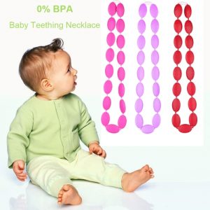 100% Food Grade Silicone Teething Necklace Soft Beads for Chew Baby Toddler Nursing Jewelry Toy for Mom to Wear BPA Free EN71 F963 FDA Certificate