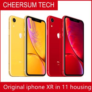 100% original unlocked iphone xr in iphone 11 housing no face id 6.1" hexa-core 12mp&7mp ram 3gb rom 64gb/128gb