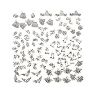 100Pcs Ancient Silver Charms Pendants DIY for Jewelry Making and Crafting Alloy Accessories