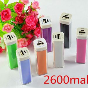 100pcs factory supply 9 colors 2600 mah universal portable mobile power bank supply