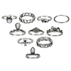 10pcs Vintage Knuckle Tribal Ethnic Stone Joint Unique Ring