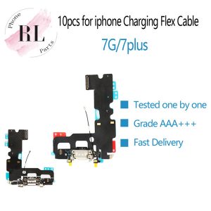 10pcs parts new usb charging port charger dock connector replacement for iphone 7 7g 7 plus 7p headphones audio jack flex cable