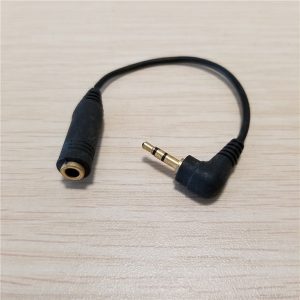 10pcs/lot 90 degree elbow 2.5mm x 3.5mm male to female audio data extension cable black 10cm