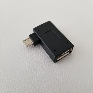 10pcs/lot 90 degree left angle micro usb to usb type a adapter male to female converter black