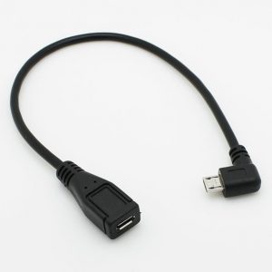 10pcs/lot 90 degree right angle 5pin micro usb male to female m/f extension data sync power charge cable cord 25cm