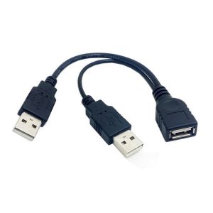 10pcs/lot---dual 2 port usb 2.0 data + power a male to female y splitter adapter cable cord 15cm for portable hdd ssd enclosure