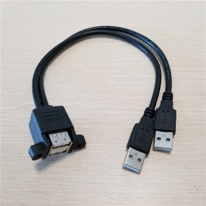 10pcs/lot dual usb 2.0 type a female to splitter usb a male adapter data extension cable 25cm with screws