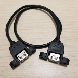 10pcs/lot panel mount usb 2.0 type a female to a female a/f - a/f data sync charge extension cable line 0.5m/19.7inch