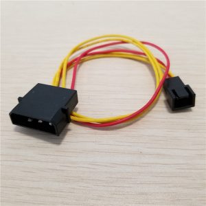 10pcs/lot pc ide molex to cooling fan cooler 3pin socket power supply cable cord 22awg 30cm