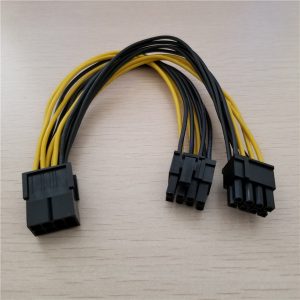 10pcs/lot pci-e pci express graphics video card gpu 8pin female to dual 2x 8p ( 6+2 pin ) male splitter power y cable cord 18awg wire 20cm