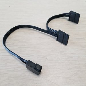 10pcs/lot plus 4pin ide to 2 x sata adapter splitter power extension cable 18awg 30cm black