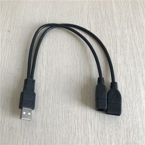 10pcs/lot usb 2.0 1 male to 2 female splitter hub charge y cable copper wire 30cm/11.8"