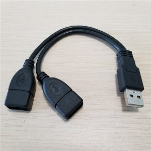 10pcs/lot usb 2.0 type a 1to 2 splitter power data extension cable for desk pc phone 20cm black male to female