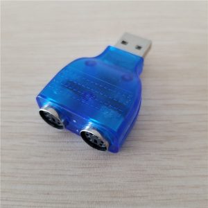 10pcs/lot usb adapter to dual ps2 adapter conversion head male to female mouse & keyboard head blue