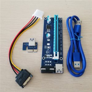 10set/lot pcie pci-e pci express riser card 1x to 16x usb 3.0 data cable sata to 4pin ide molex power supply for btc miner machine rig