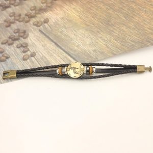 12 Constellations Bracelet Fashion Jewelry Leather Bracelet Men Casual Personality Zodiac Signs Punk Bracelet