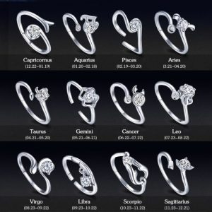 12 Constellations Exquisite Glistening Retro Lovers Ring Women Ancient Elegant Attractive Zinc Alloy Finger Ring