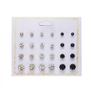 12 Pairs Brief Rhinestone Stud Earrings Set