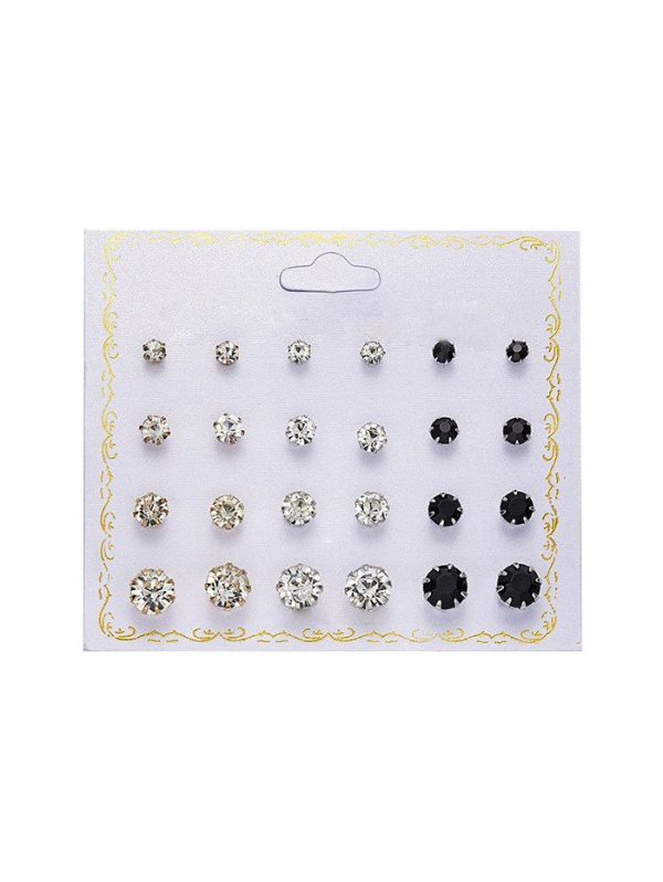 12 Pairs Brief Rhinestone Stud Earrings Set