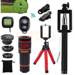 15 in 1 phone camera lens kit 12x telep zoom lentes telescope fish eye macro wide angle lenses for iphone smartphone