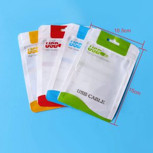 15*10.5 14*8cm zipper plastic retail bag package hang hole poly packaging for usb cable poly opp packing bag