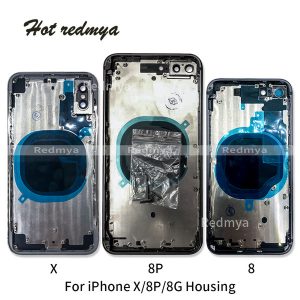 15pcs highest quality housing replacement for iphone 8 8g plus x back glass panel battery cover rear door case middle frame chassis