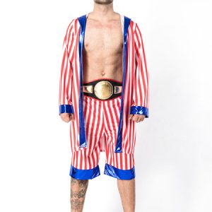 1980s Retro Costumes Men Boxing Robe Star And Stripe Halloween Costume