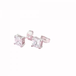 1Pair Clear Crystal Zircon18K Platinum Plated Square Ear Stud Earring Jewelry Gift for Women Lady