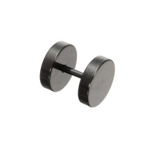 1Pc Punk Black Barbell Titanium Steel Ear Stud