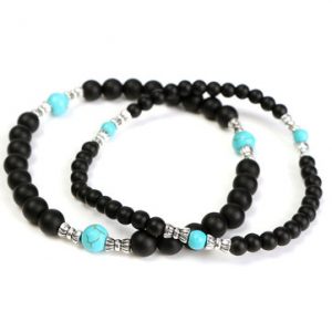 1Set 4MM 6MM Black Handmade Beaded Bracelet