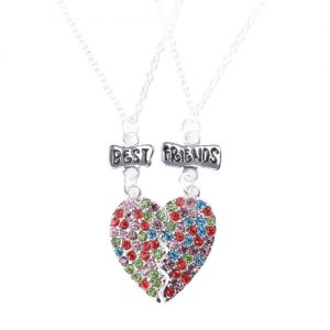 2 Parts BEST FUCKING FRIENDS Broken Heart Pendants Puzzle Friendship Necklaces Set Gift