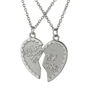 2 Parts BEST FUCKING FRIENDS Broken Heart Pendants Puzzle Friendship Necklaces Set Gift