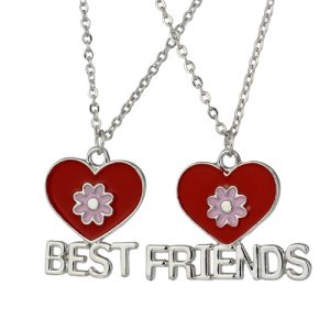 2 Parts BEST FUCKING FRIENDS Broken Heart Pendants Puzzle Friendship Necklaces Set Gift