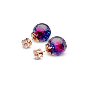 2 Style Wish Ball Earrings Sweet Glass Flower Ball Rhinestone Earrings