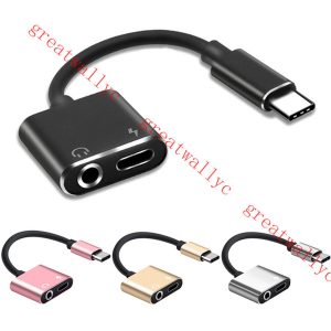 2 in 1 usb type c to 3.5mm earphone jack adapter for letv xiaomi aux audio cable headphone charger charging usb-c converter