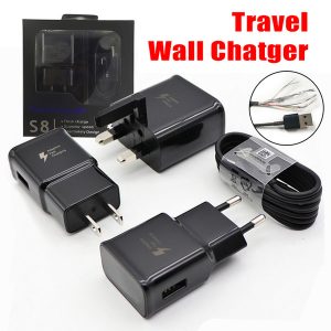 2 in 1 wall charger adapter fast charging travel wall chargers +1.2m micro usb data cable for samsung galaxy s7 s8 with retail package