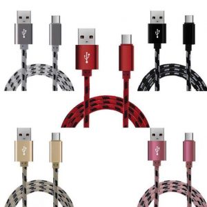 2.1a 1m 3ft 2m 6ft 3m 10ft fast charger metal braided wire sync data charger type-c cable for smartphone micro usb