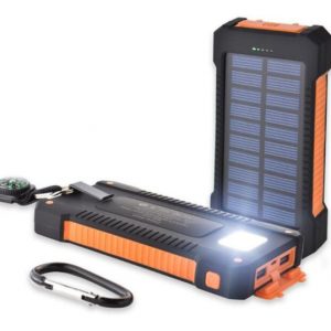 20000mah solar power bank charger with led flashlight compass camping lamp double head battery panel waterproof outdoor charging cell phone