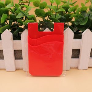 2018 silicone card holder cell phone wallet case credit id card holder pocket stick on 3m adhesive with opp bag red color without logo