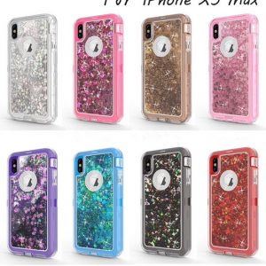 3 in 1 bling glitter liquid quicksand case crystal cases cover for iphone 11 pro max xr xs 8 7 6s plus samsung s10 plus s10 20 lite note 10