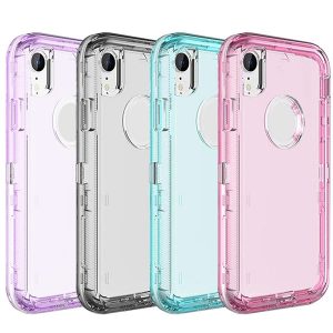 3 in 1 clear robot transparent defender cases for iphone x 8 7 6 plus samsung s8 s9 plus note 9