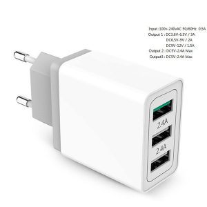 3 usb ports fast charger qc 3.0 power adapter eu plug