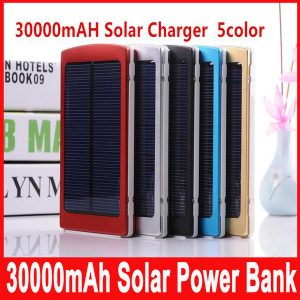 30000mah solar power bank portable external battery charger smart phones solar powerbank dual usb led lighting for camping