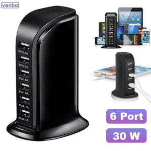 30w 6 ports usb charging station hub usb wall charger power adapter portable travel charger plug for phone ipad samsung s10 plus