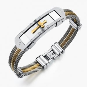 316L Stainless Steel Bracelet Cross Wristband Jewelry Bracelet Gift For Men