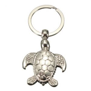 3D Sea Turtle Model Silver Keychain