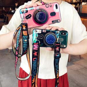 3d retro toy camera case for samsung galaxy note 10 plus 9 8 s10 s9 plus s8 fashion silicon cover for iphone 11 pro max xs xr x with lanyard