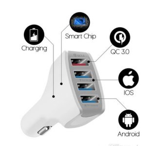 50pcs qc3.0 four ports usb car charger quick charge car-charger dual usb car mobile phone charger